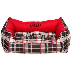 CAZO Pelíšek pro psy a kočky Scotland Line,  khaki-červený, kostkovaný, 75 x 60 cm