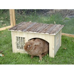 Domek pro králíky, s jeslemi na seno