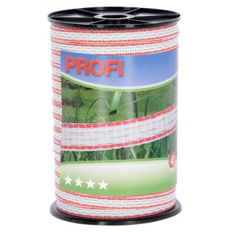 Páska PROFI pro el. ohradník, 12 mm x 200 m, 4x TriCOND 0,3 mm, bílo-červená