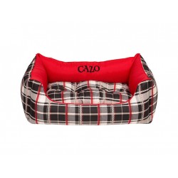 CAZO Pelíšek pro psy a kočky Scotland Line, khaki-červený, kostkovaný, 65 x 50 cm