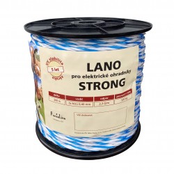 Lano STRONG pro el. ohradník, 4,5 mm, 3x0,40 mm Niro, 200 m, bílo-modrá