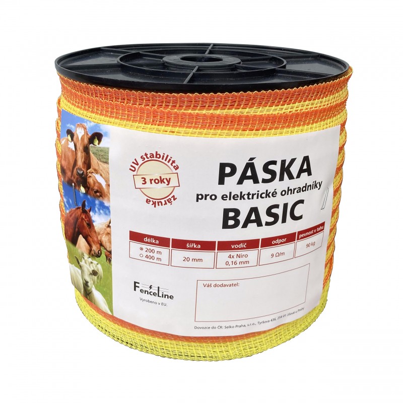 Páska BASIC 20 mm pro el. ohradník, 4x0,16 mm Niro, žluto-oranž.