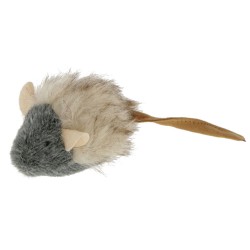 Kerbl hračka pro kočky plyšová - pískací myška, šedá, 15 x 5 cm