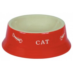 Miska keramická pro kočku, 200 ml, žlutá/červená