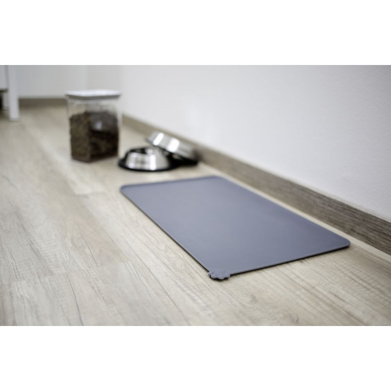 Prostírání silikonové pod misky pro psy i kočky, šedé, 47 x 29 cm