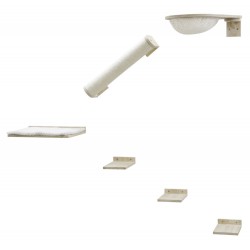 Škrabadlo pro kočky Rocky, sada nástěnných pater, přírodní / bílá, 6 ks