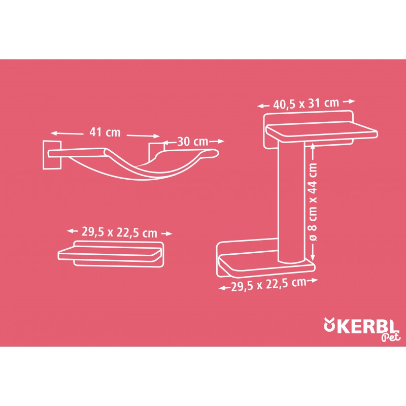 Škrabadlo pro kočky Zugspitze, sada nástěnných pater, béžová, 5 ks