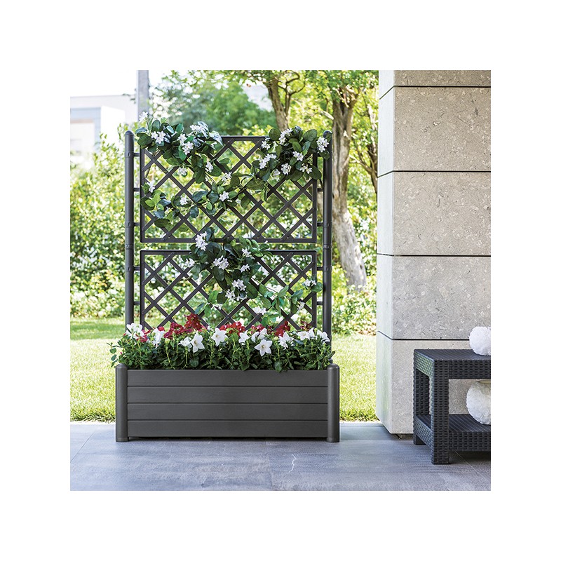 Stefanplast dekorativní vyvýšený záhon / truhlík s mřížkou 80 l / 100 cm, antracit