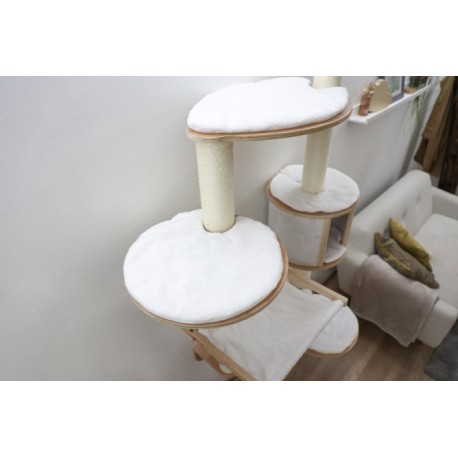 Kočičí strom na zeď DOLOMIT XL - bílé škrabadlo pro kočky, 185 cm