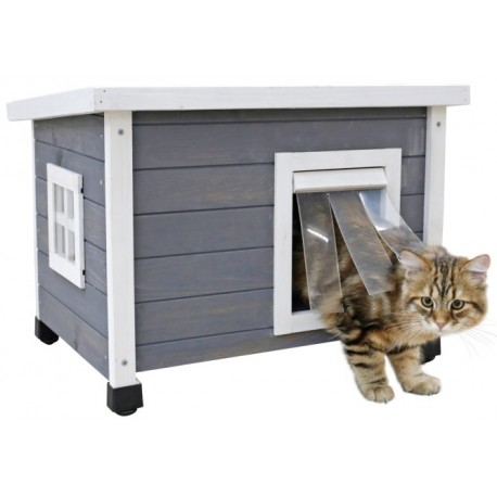 Bouda kočičí, domeček RUSTICA, 57 x 45 x 43 cm, šedá/bílá