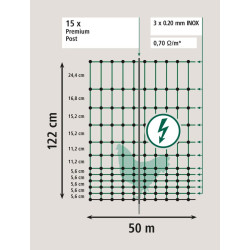 Síť premium vodivá pro drůbež 122 cm, 50 m, zelená