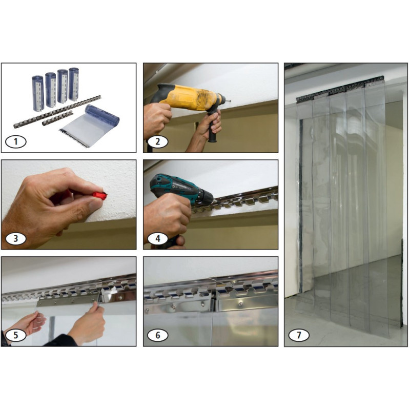 Pásový závěs PVC sada, délka 225 cm