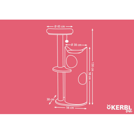 Škrabadlo pro kočky Tiana, šedé, 70 x 56 x 130 cm