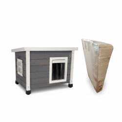 Bouda kočičí, domeček RUSTICA, 57 x 45 x 43 cm, šedá/bílá - POŠKOZENÝ OBAL