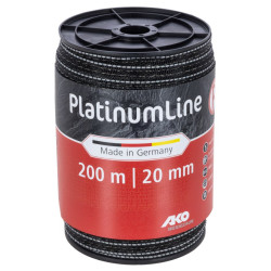 Páska PlatinumLine 20 mm pro el. ohradník, 5x0,20 mm Niro + 1x0,30 mm CuSn, 200 m, černo-bílá