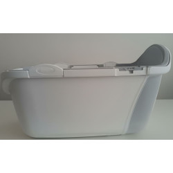 Toaleta pro kočky Cathy Easy Clean, krytá, kamenně šedá/bílá -  s filtrem a lopatkou - SLEVA